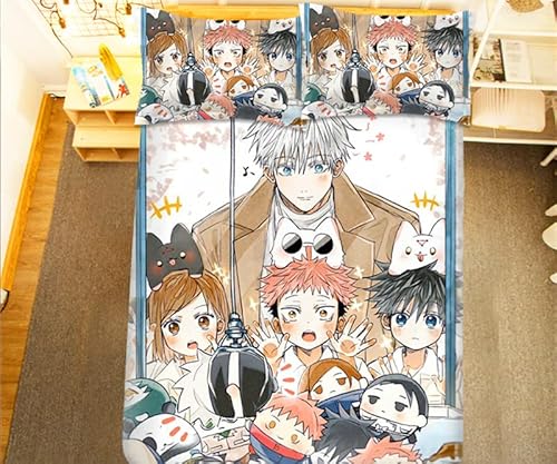 LARIAU Anime Bettwäsche 3D Bettbezug Set mit Reißverschluss und Kissenbezug, Mikrofaser Bettbezüge 3 Teilig für Erwachsene Kinder König (A04,200x200cm+50x75) Cover