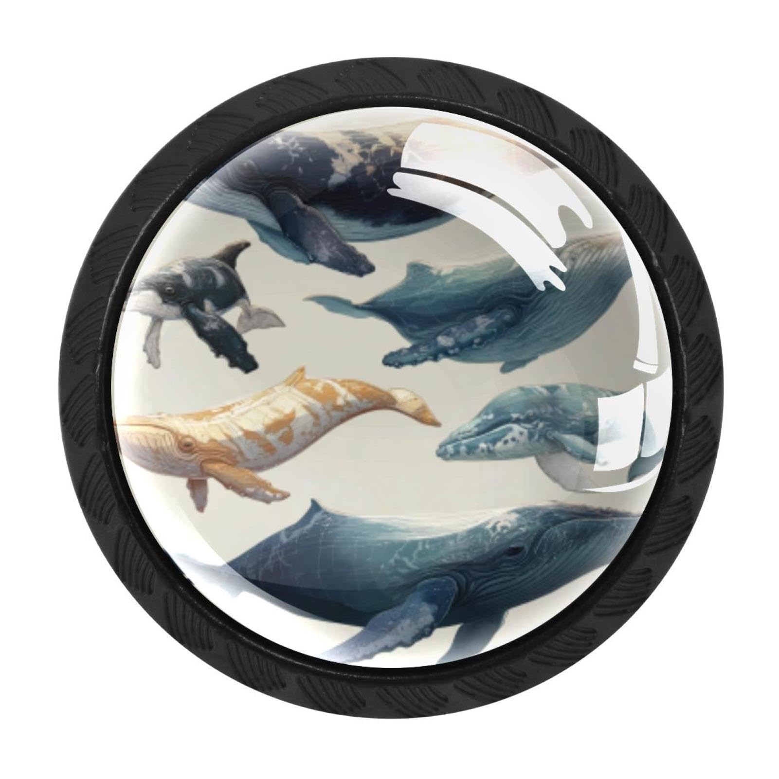 CHENZZZZ 4 Pack Marine Mammals with Whales Drawer Pulls Crystal Cabinet Knobs with Screws for Women Girl Gifts Christmas/Halloween/Thanksgiving/Birthday/Anniversary/Mother’s Day