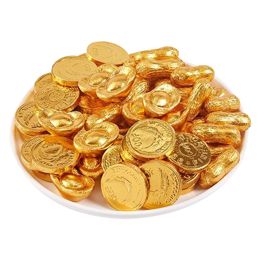 混装巧克力 チョコレートキャンディー コインチョコ 金貨チョコレート 元宝ミックスチョコレート ケーキデコレーションチョコレート チョコレート 結婚祝い 新年キャンディー レジャースナック チョコレートキャンディー 休闲零食 糖果点心 节日糖果 (300g*1袋（43～45個）)