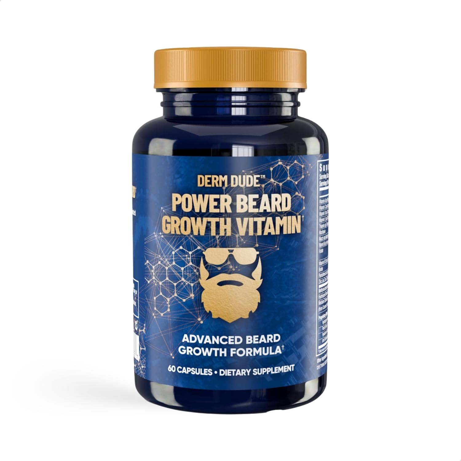 Derm Dude Power Beard Growth Vitamins for Men | With Biotin 10K MCG, Zinc B12 Saw Palmetto & Keratin for Healthier Thicker Fuller & Stronger Facial Hair | Restore Hair Breakage & Thinning, 60 Capsules