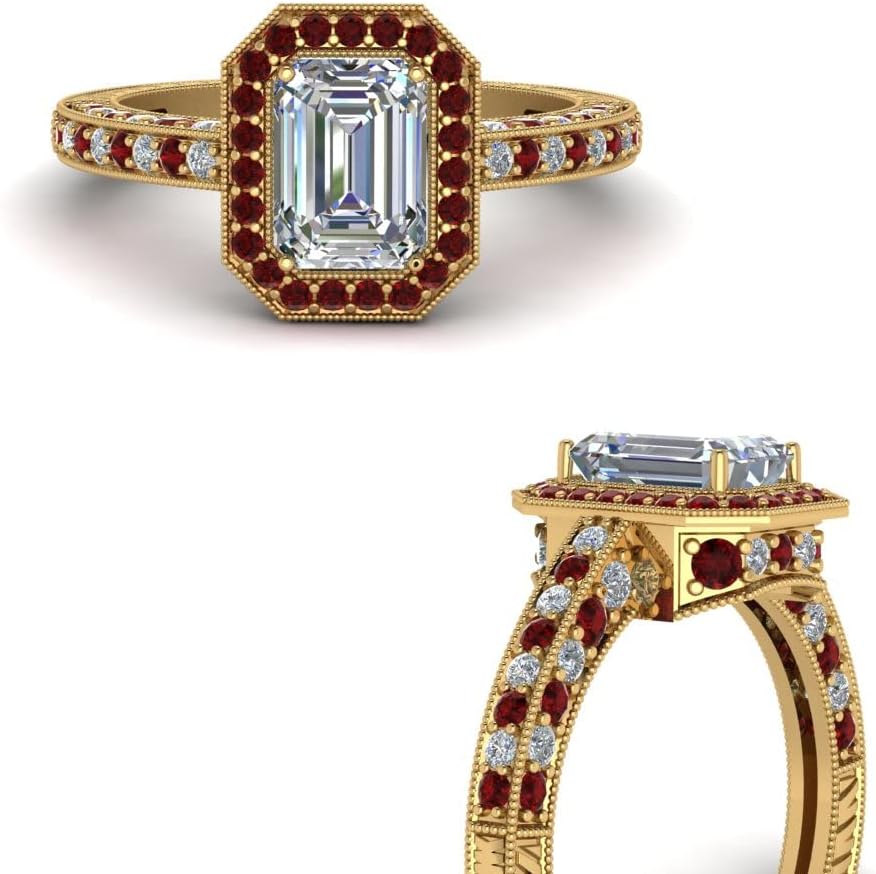 Choose Your Gemstone Customers Also Viewed Yellow Gold Plated Emerald Shape Vintage Engagement Rings Ornaments Surprise for Wife Symbol of Love Clarity Comfortable US Size 4 to 12