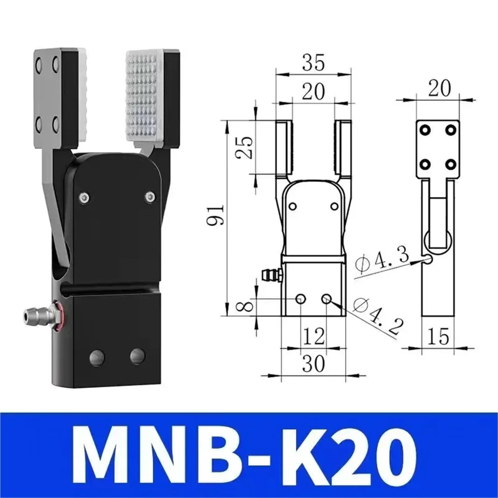 1 mini pince robotique pneumatique avec capteur plat et grande ouverture(MNB-K20)