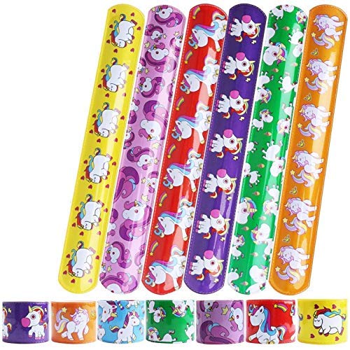 monkey tail unicorn theme slap bracelet bands (pack of 12) birthday return gifts for boys and girls /navrathri/diwali/rakshabandhan gifts for kids of all age group- Multi color