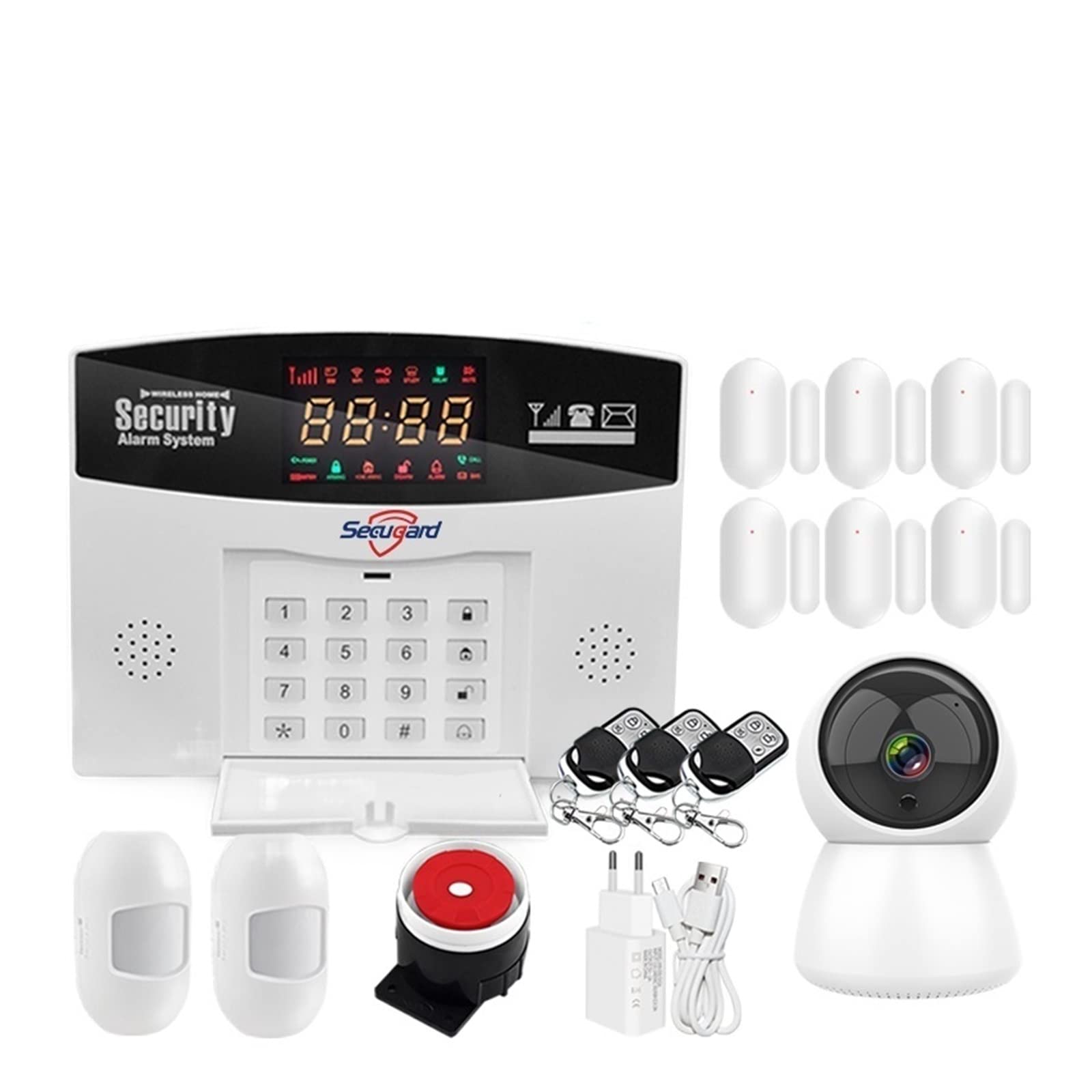 Kit Allarme Casa, Tuya Wifi GSM di allarme Wireless Smart Home Burglar Security Alarming Kit Control Control Control(A)