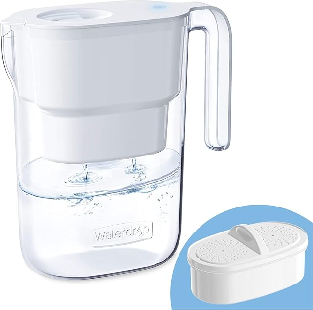 Waterdrop Elfin Water Filter Jugs and Cartridges with 1×90 Days Filter, 2.5L, Reduces Fluoride, Chlorine and More, NSF Certified, BPA Free, White (Replacement Filter: WD-PF-01A Plus)
