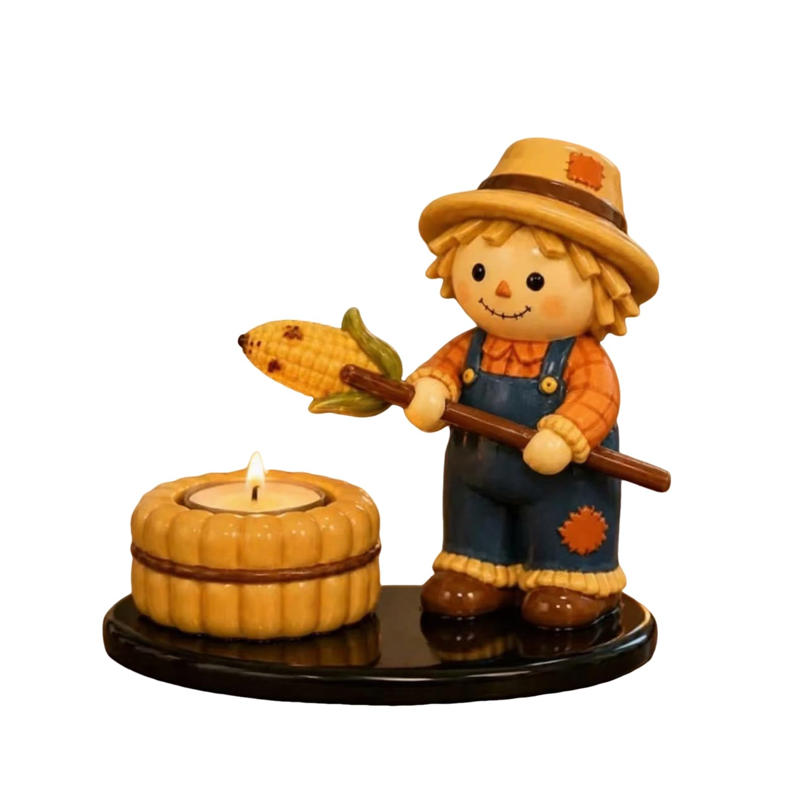 Halloween Campfire Tealight Holder Resin Mummy Ghost Scarecrow Candle Stand for Desk Fall Harvest Table Centerpiece Decor C