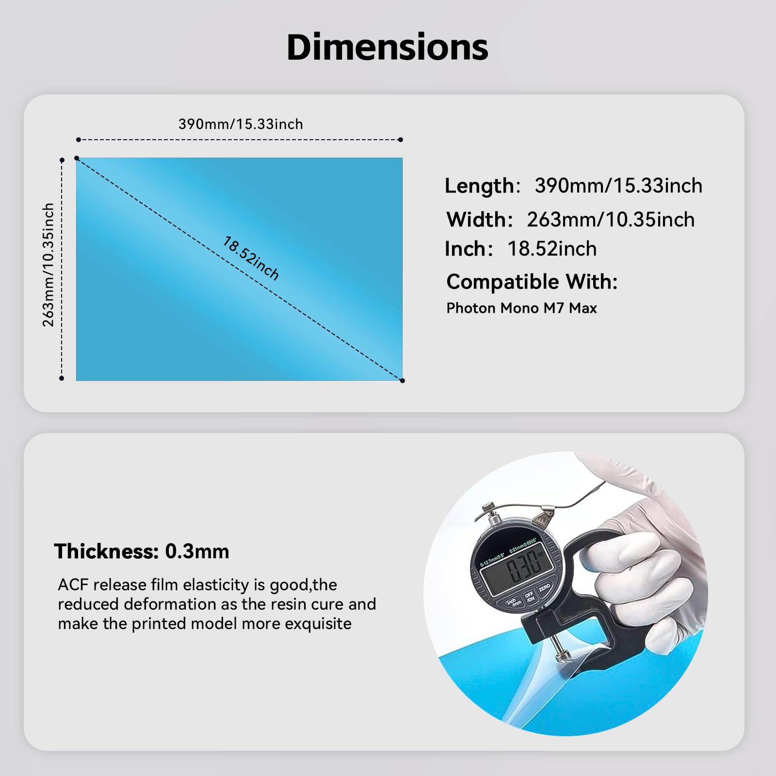 UniTak3D Photon Mono M7 Max ACF 13.6 Inch 3Pcs Fast FEP Film para Impresión de Alta Velocidad Apto Compatible with ANYCUBIC Photon Mono M7 MAX Impresora 3D de Resina-390x263(mm)