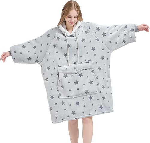 Miniatura 15 de Qeils Manta con Capucha Portátil para Mujeres, Cómoda Sudadera Sherpa como Regalo de Cumpleaños y Navidad, Chaqueta de Gran Tamaño con Capucha