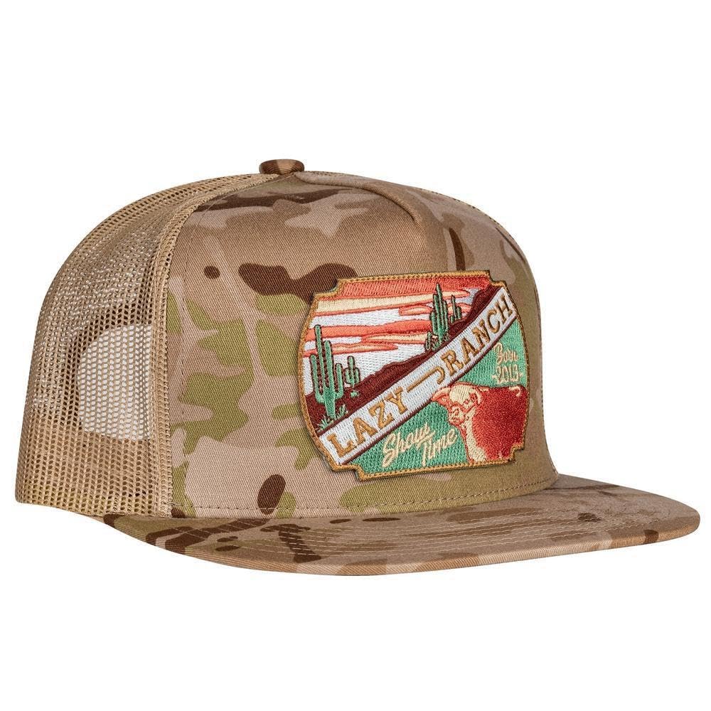 Lazy J Ranch Wear Women's Camo & Tan Lazy J Ranch Desert Show Time Classic Rope Trucker Hat - Adjustable Unisex Country Hats, Vintage Trucker Hat, Rope Hat, One Size