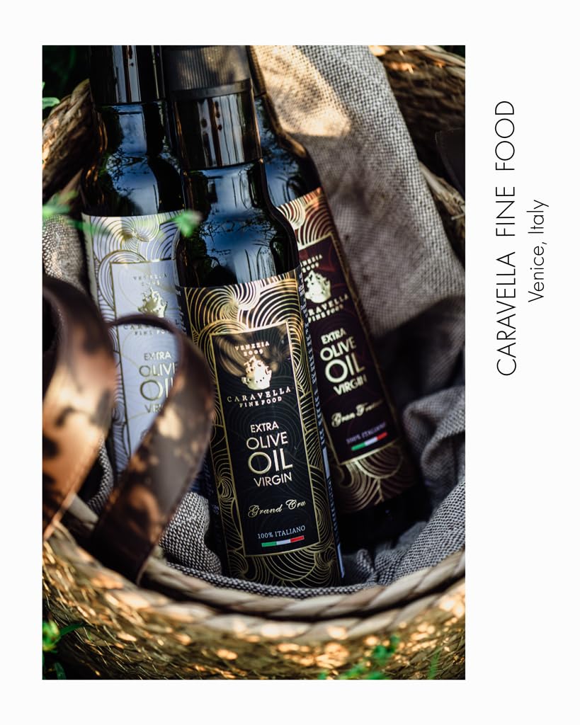 Caravella Fine Food - Paquete x 3 - Aceite de oliva virgen extra Grand Cru Olio EVOO Extravergine 500 ml x3-100% italiano - Colección gourmet, extracción en frío, alto contenido antioxidantes