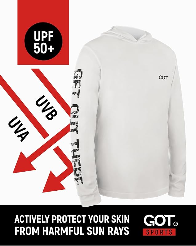 UPF 50+ Fishing Hoodie Shirt - Long Sleeve Sun Protection (Wht Flag - L) image 6