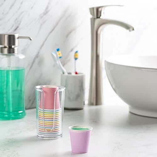 Miniatura 3 de GUSTO 3 onzas  300 vasos de papel pequeños, mini vasos desechables para enjuague bucal para baño, varios colores (paquete anteriormente cómodo)