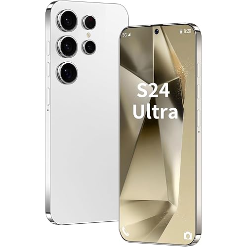 Unlocked Phone S24 Ultra Android Phone 8-core 8GB+256GB Cell Phone 7 inch HD Screen Mobile Phone 108MP+48MP Camera 6800 mAh Battery 5G Dual SIM (Titanium White)