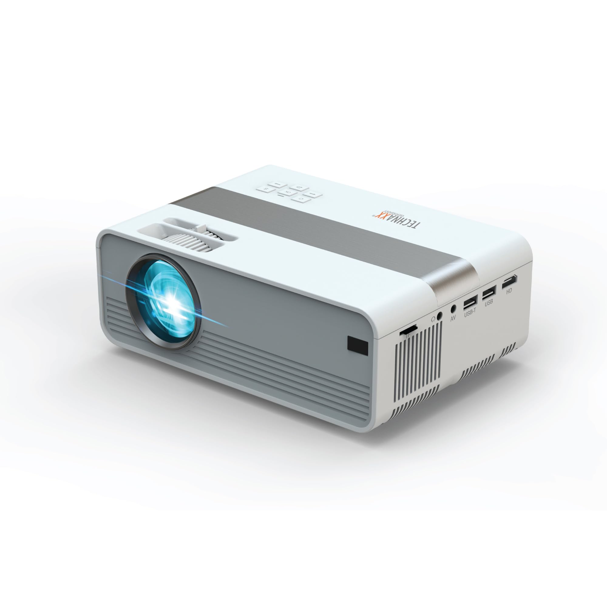 Technaxx Mini-LED HD Beamer – Tragbarer Projektor für Heimkino, Präsentationen & Gaming – Native 720P Auflösung, 176" Display, 40.000h LED Lebensdauer, HDMI/USB/VGA/AV/SD-Anschlüsse - TX-127
