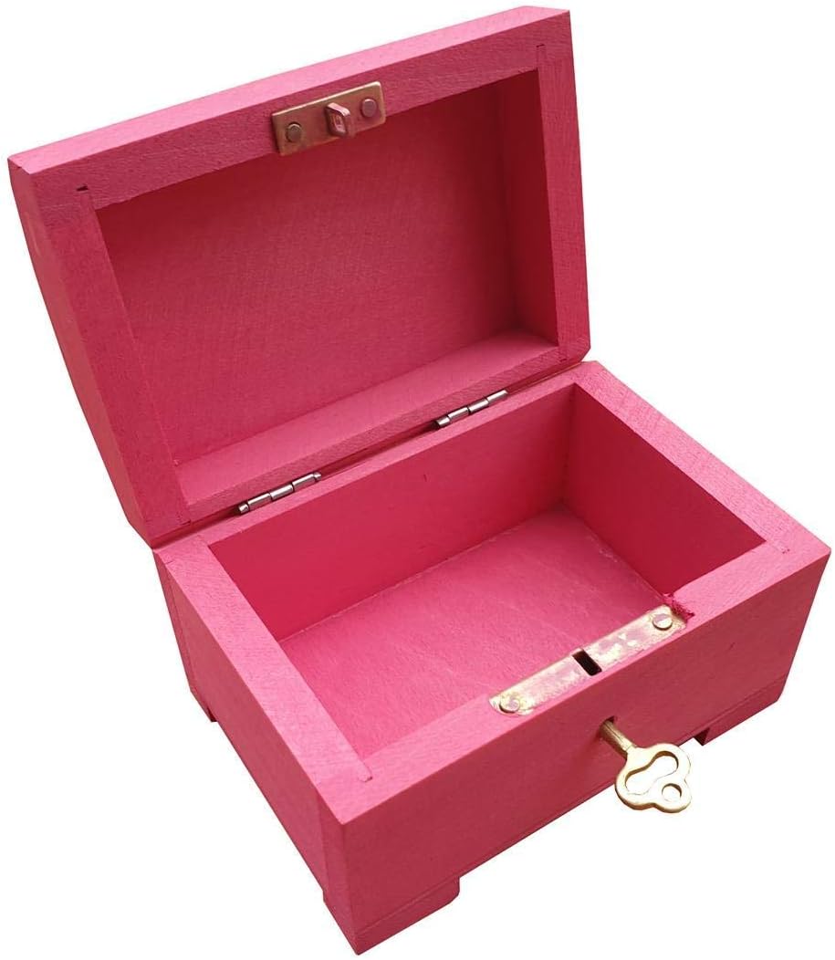 Wooden Pink Trunk/Chest, Gift Box, Wooden Treasure Storage, Locked with