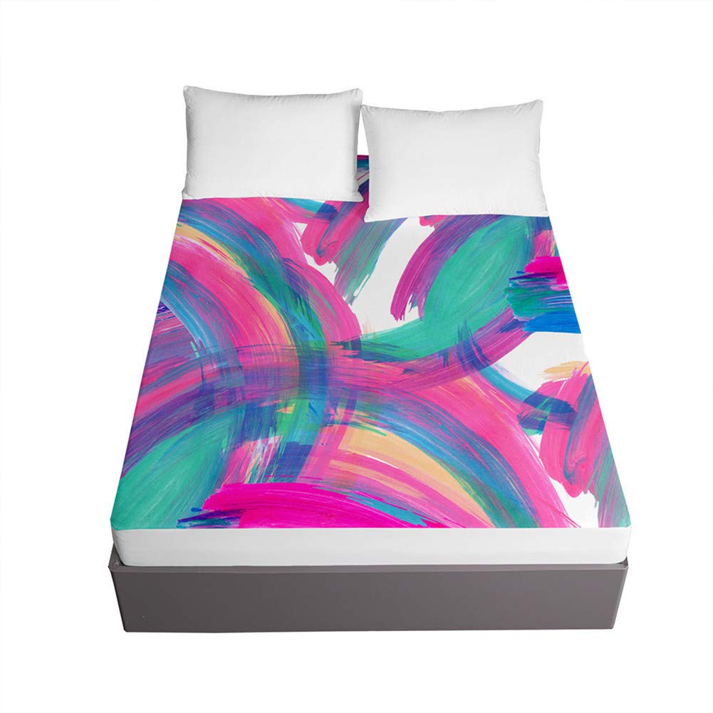Drap housse pour matelas épais 200x200 cm imprimé léopard blanc