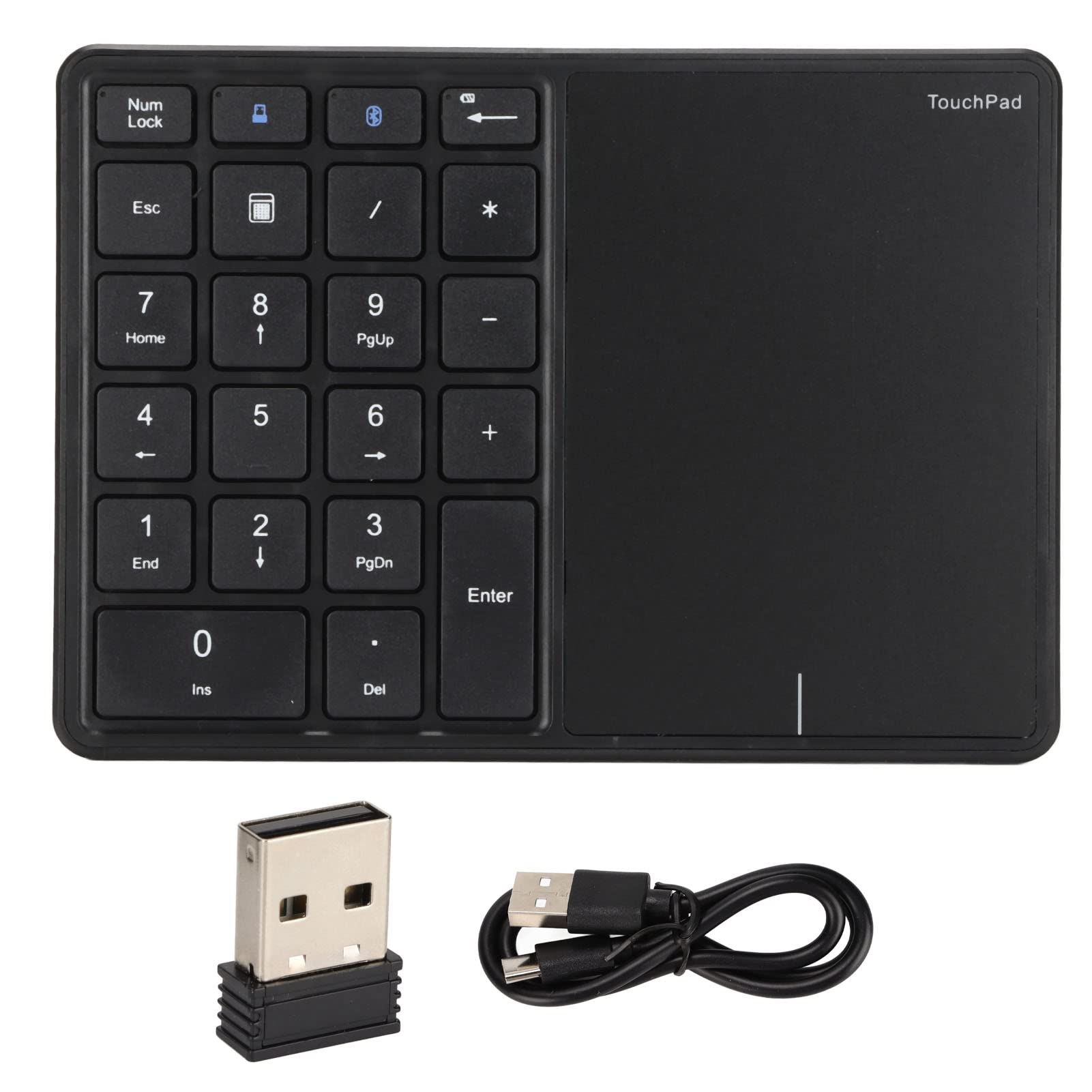 SUNGOOYUE Pavé Numérique sans Fil, pavé Numérique ABS de Type C à écran Tactile 2.4G 22 Touches, avec Batterie Intégrée, pour OS X (Black)