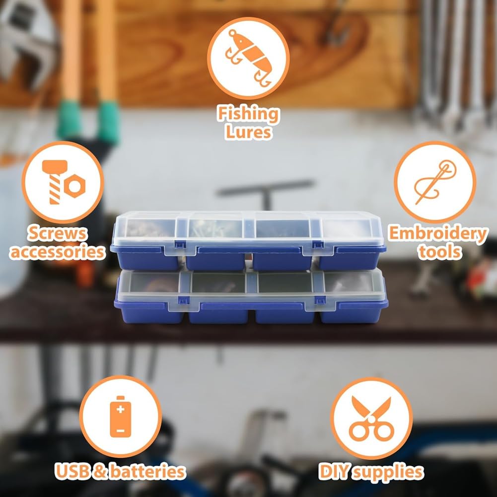 Confezione da 6 Scatole Organizer per con Coperchi, 4 Scomparti, Contenitori per Attrezzi, Scomparti Divisori, Contenitori per di Smistamento, Cassetta Degli Attrezzi