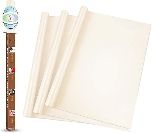 SS SHOVAN 3 hojas de teflón de PTFE blanco para hojas de transferencia de prensa de calor, 16 x 20 pulgadas, papel de transferencia de calor