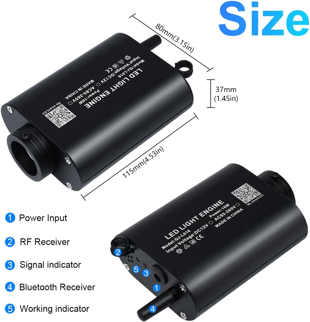 AMKI RGBW 16W Sound Mode Light Source Engine Driver Remote/APP Control Starlight Box Motor for Fiber Optic Star Ceiling Light Kit