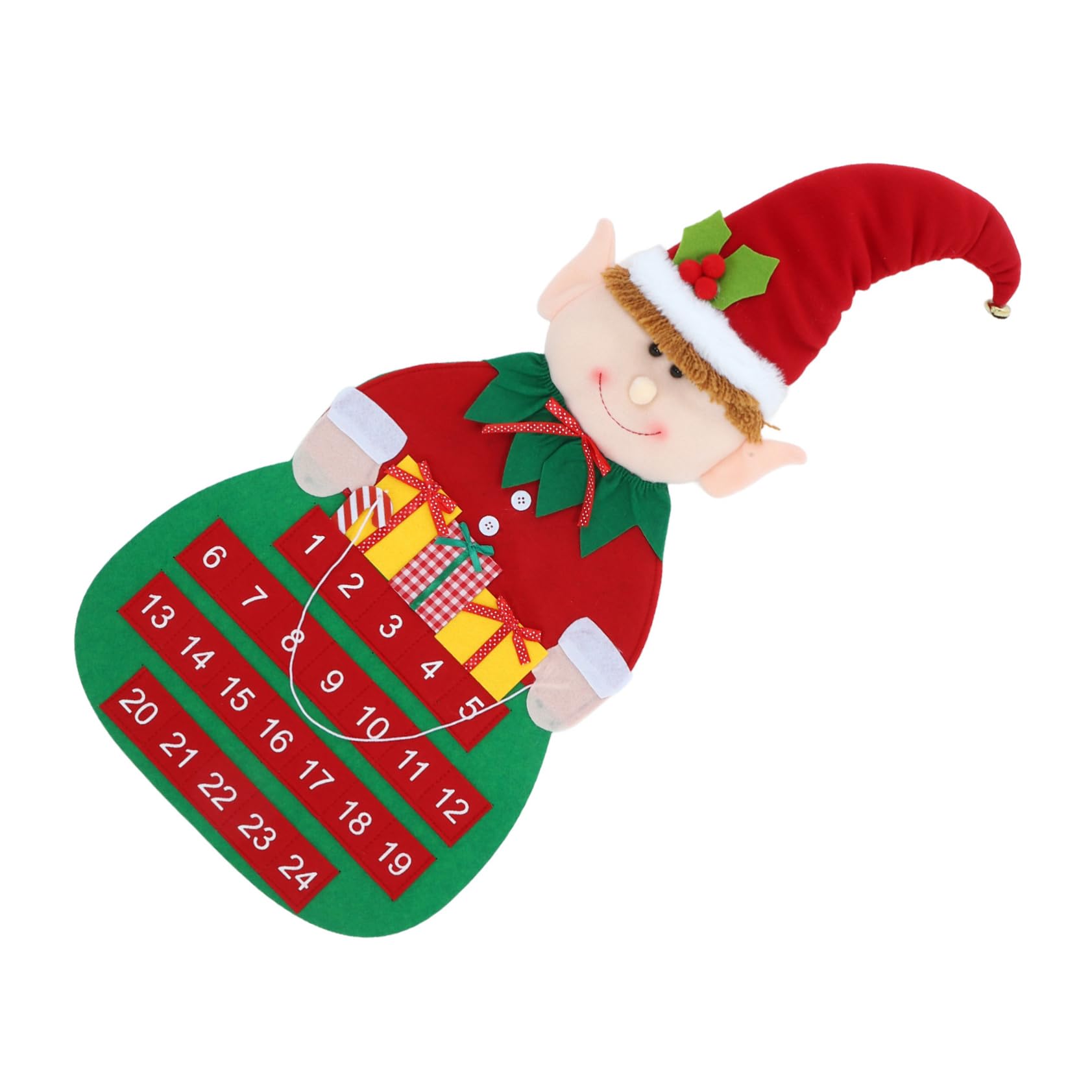 Tofficu Weihnachts-countdown-kalender zum Aufhängen Adventskalender mit Filzmaterial Weihnachtskalender-anhänger für Tür oder Wanddekoration Dekorativer Filz-adventskalender
