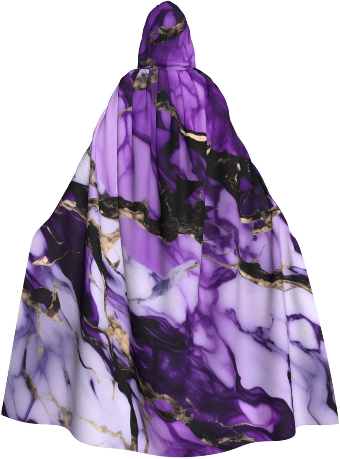 purple marble print Halloween Hooded Robe Cloak for Adult Men Women Wizard Vampire Knight Fancy Cape Costume
