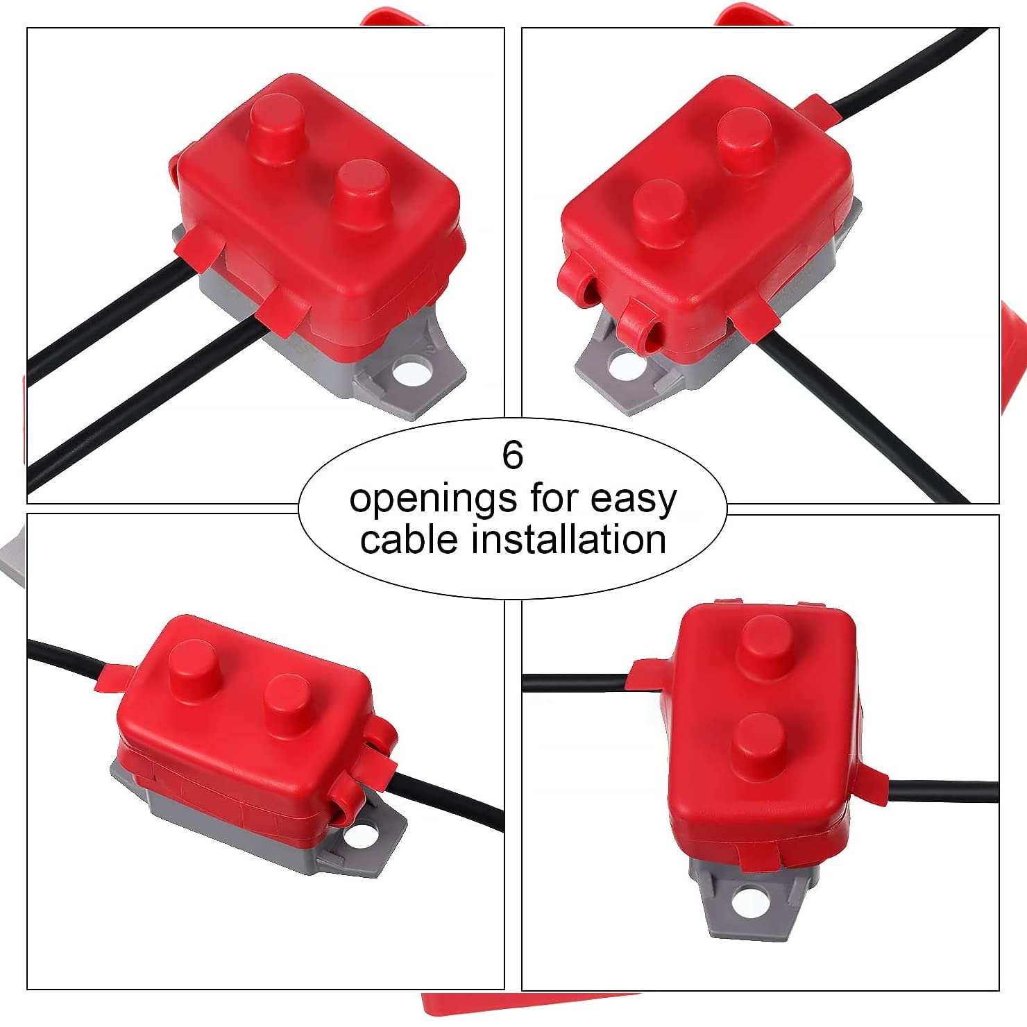 Stud Type Circuit Breakers Auto Reset Lengthwise Bracket Waterproof Inline Fuse Inverter for Car ATV Marine Trolling Motors Boat Power Protect 12V-24V, with 4 Screws (50 Amp)