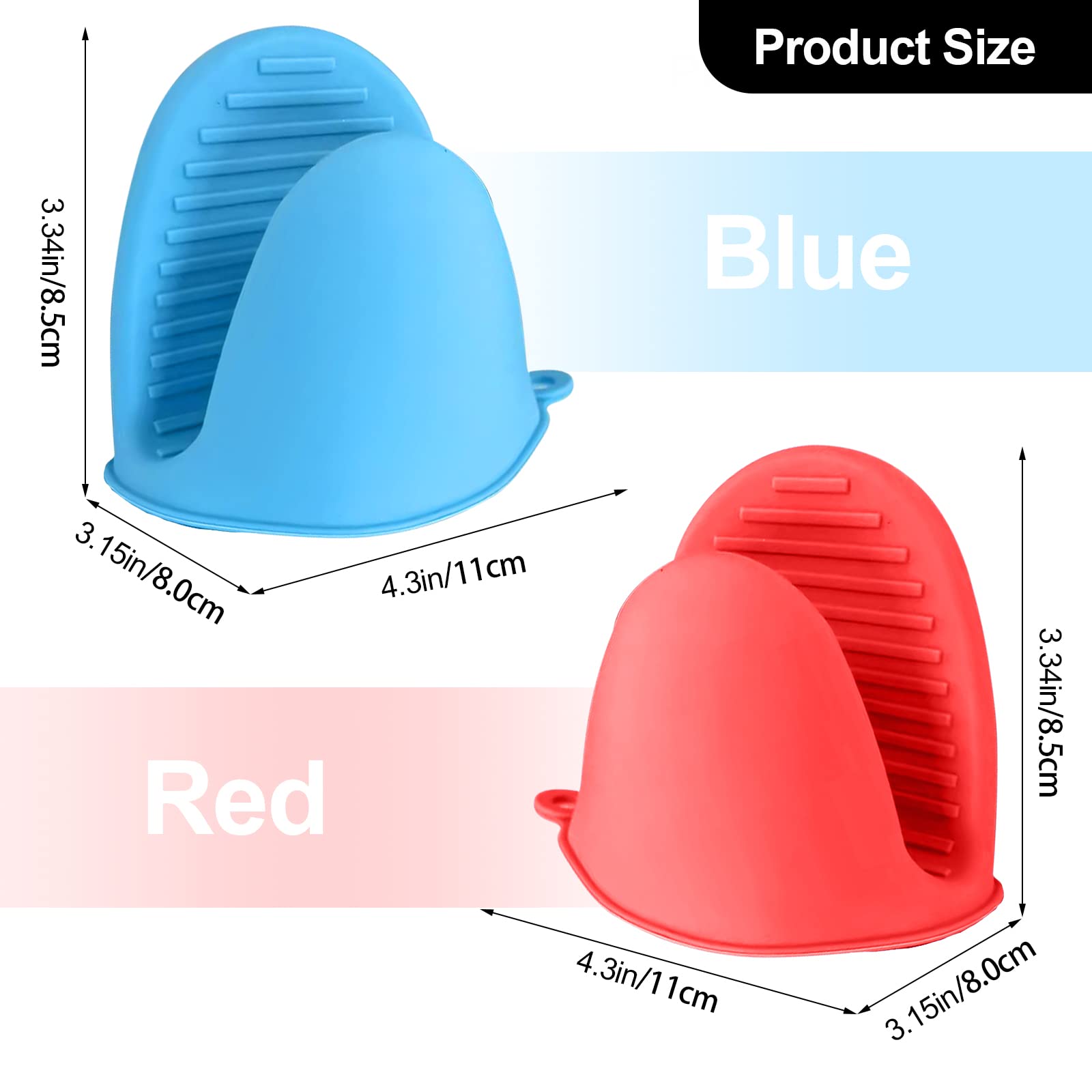 QWORK® 3 Paires Mini Gants Cuisine Silicone Antidérapants - Résistants à La Chaleur Jusqu'à 230°C