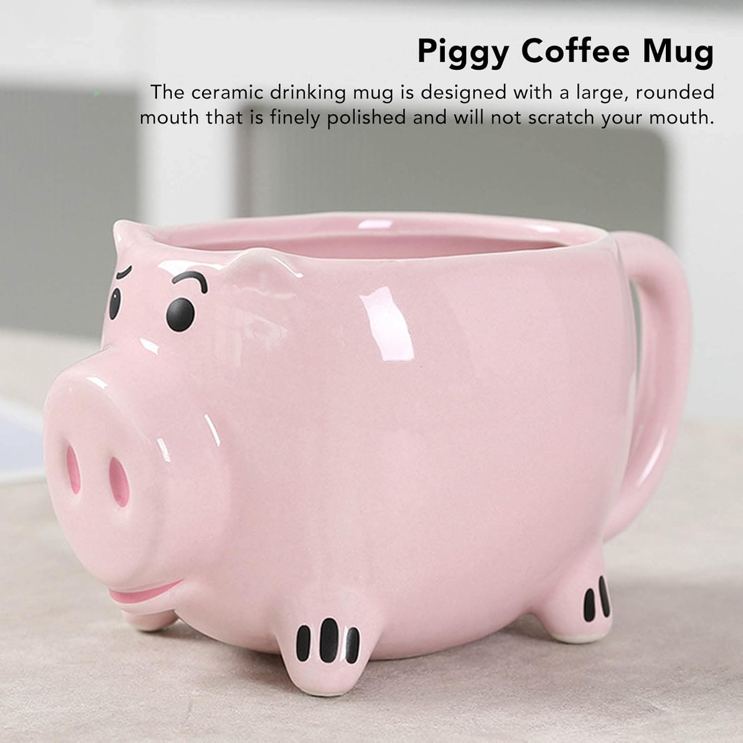 Pig Coffee Mug, 15oz Novelty Ceramic Pig Tea Milk Cup with Handle, Cute Pink Pig Cup Animal Mug for Women Men Christmas Birthday Gifts - Image 5