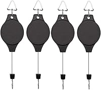 Lythor 4-Pack Retractable Plant Hook Pulley Hangers - Easy Pull-Down Access for Hanging Baskets, Pots & Bird Feeders