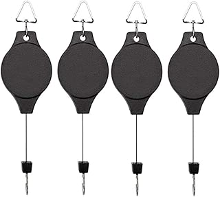 4 Pack Plant Hook Pulley, Retractable Plant Hanger Easy Reach Hanging Flower Basket for Garden Baskets Pots and Birds Feeder Hang High up and Pull Down to Water Or Feed (4) - coolthings.us