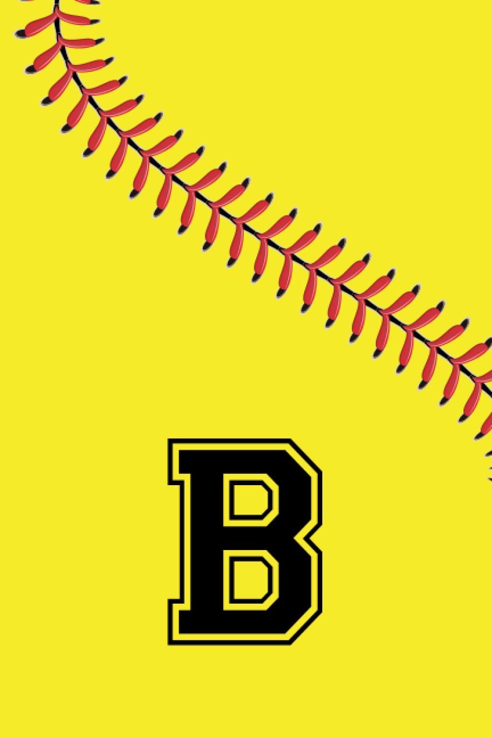 B: Monogram Initial Letter Name Softball Journal/Notebook, Personalized Softball Gift For Daughter, Yellow Cover, Softball Player Notebook, Softball .