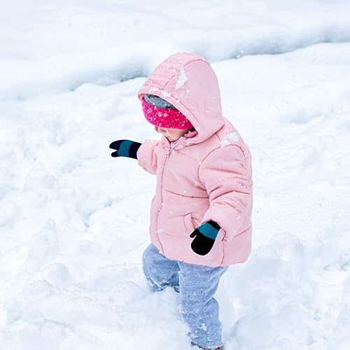 Miniatura 6 de ONESING 5 pares de manoplas para niños pequeños guantes de invierno negros para niñas y niños - Manoplas cálidas para recién nacidos