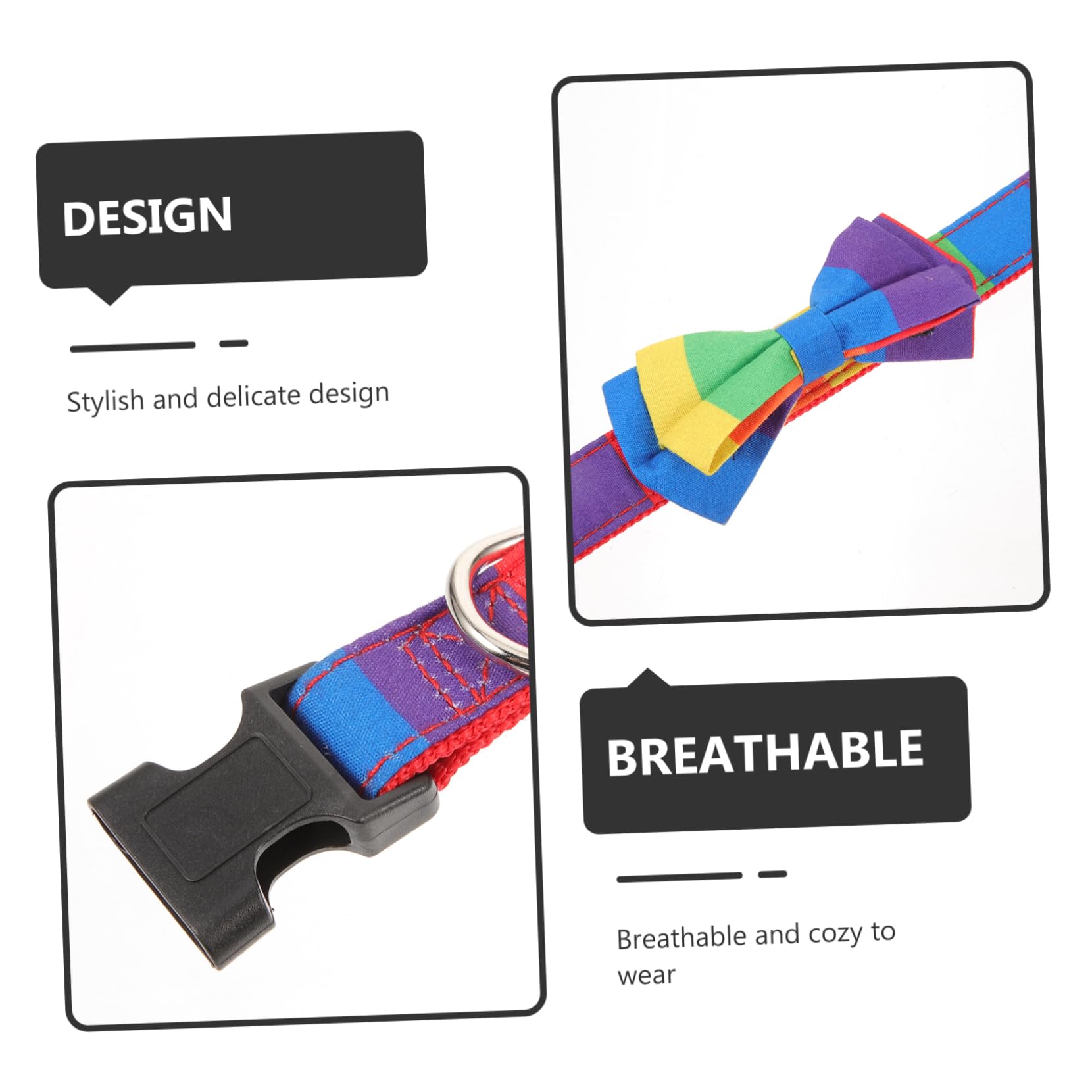 FRCOLOR 5pièces Collier Ajustable Tissu pour Chiens Et Motif Arc-Ciel avec Nœud Décoratif Accessoire pour Animaux De Compagnie