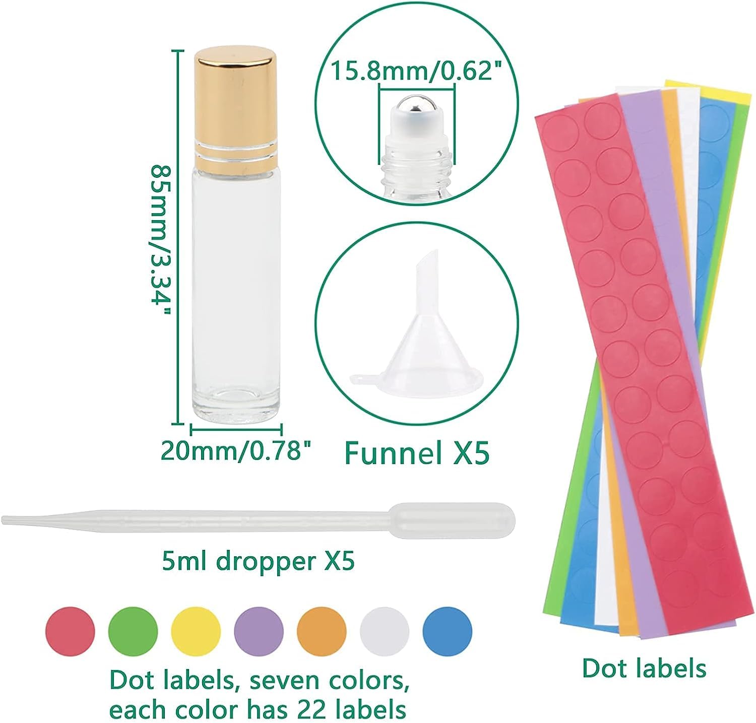 10 Ml Glasflaschen Mit Farbverlauf – UV-Schutz Für ätherische Öle, Mit Roll-On-Kugel Aus Edelstahl