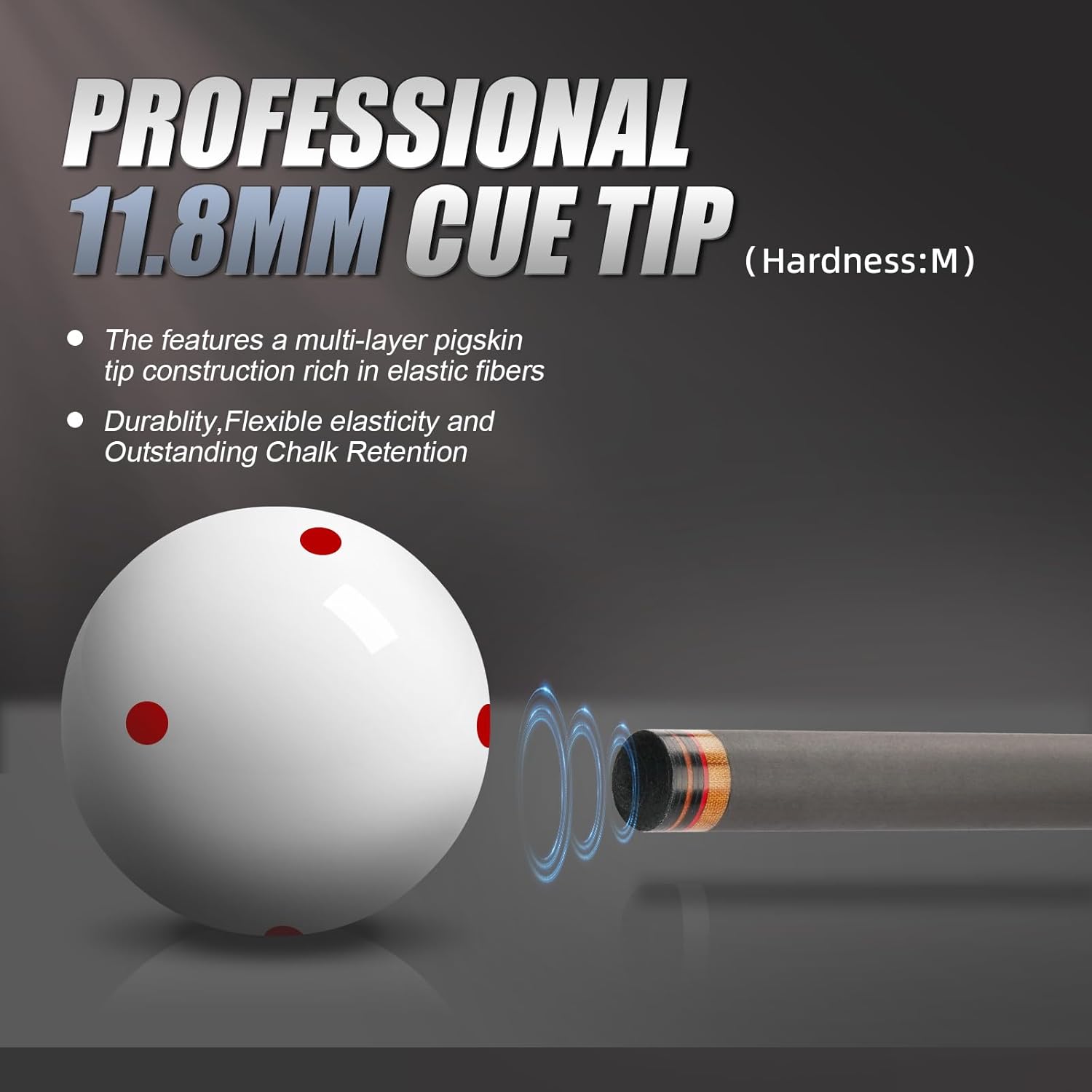 Carbon Fiber Pool Cue, 58" Pro Taper Low Deflection Professional Pool Cue, 100% Carbon Fiber Shaft, 11.8mm 10 Layered Cue Tip, Stainless Steel 3/8-8 Joint Pool Sticks for Adults