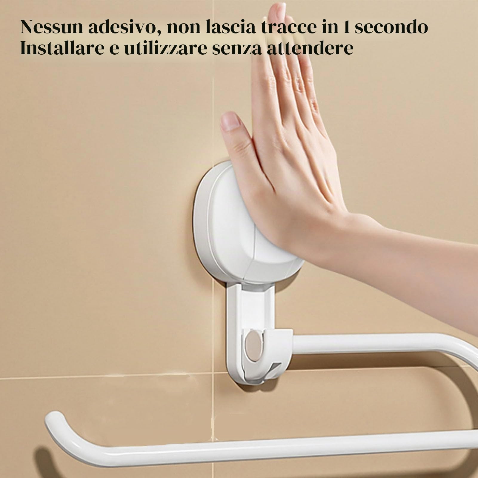 Portarotolo da cucina senza foratura, forte ventosa da parete, in plastica, per cucina e bagno (grigio scuro)