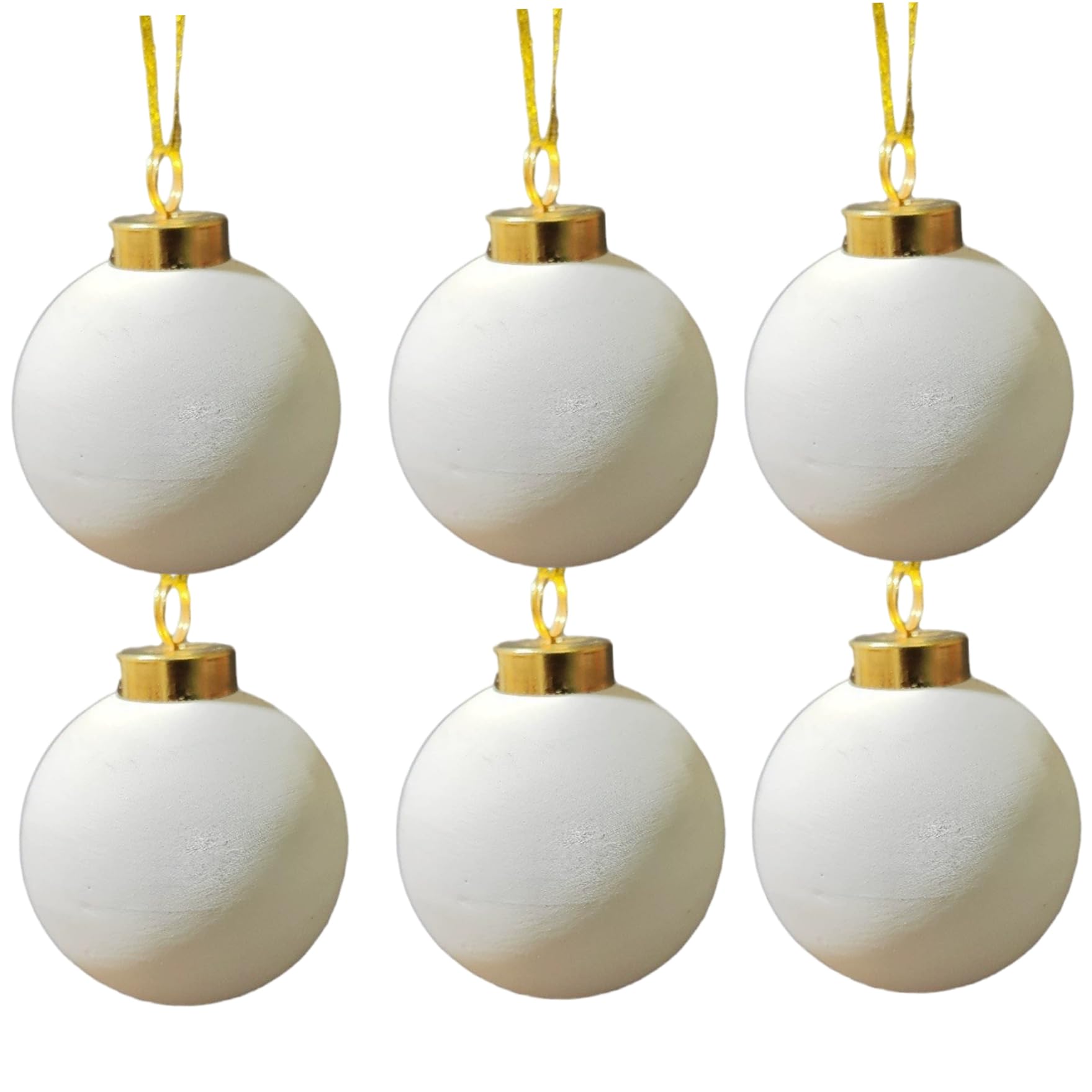 Hperu White 6Pcs Ceramic Christmas Ornaments To Paint, 2.4In Diy Ceramic Ornaments To Paint Hanging Christmas Baubles Blank For Xmas Tree Painting Crafts