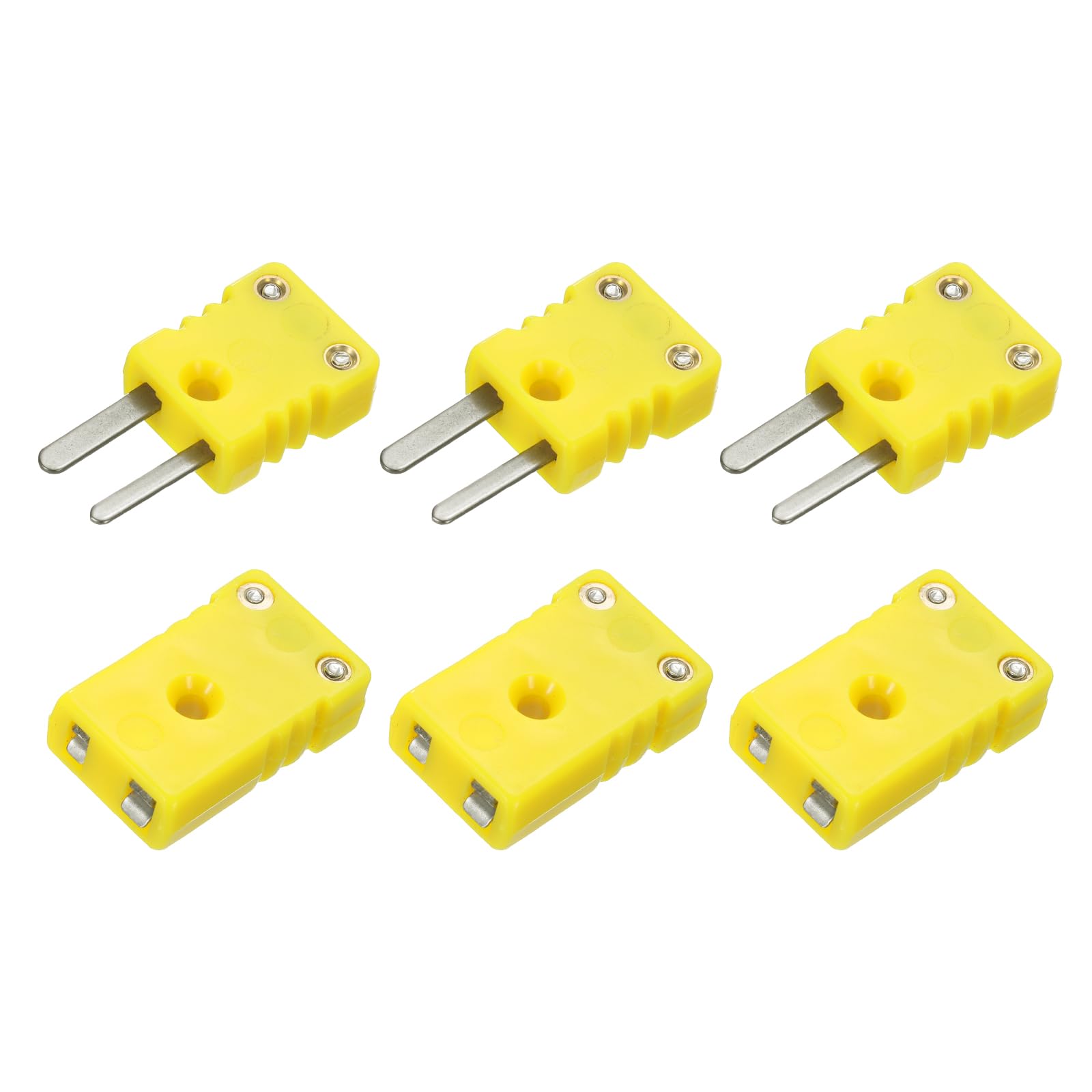 QUARKZMAN Mini K Termopara Złącza męskie żeńskie wtyczka adapter wysokiej temperatury 220°C (428°F) do czujnika termopary żółty sonda 3 zestawy