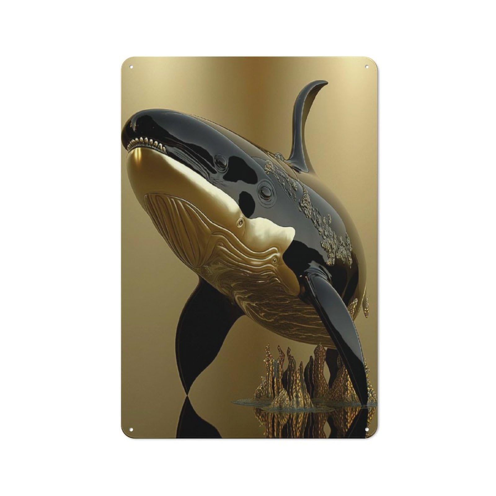 Junmoney King Orca Whale Vintage Metal Plaque 30X20cm For Living Room Or Hallway, A Christmas Gift For People Styling Living Room And Hallway
