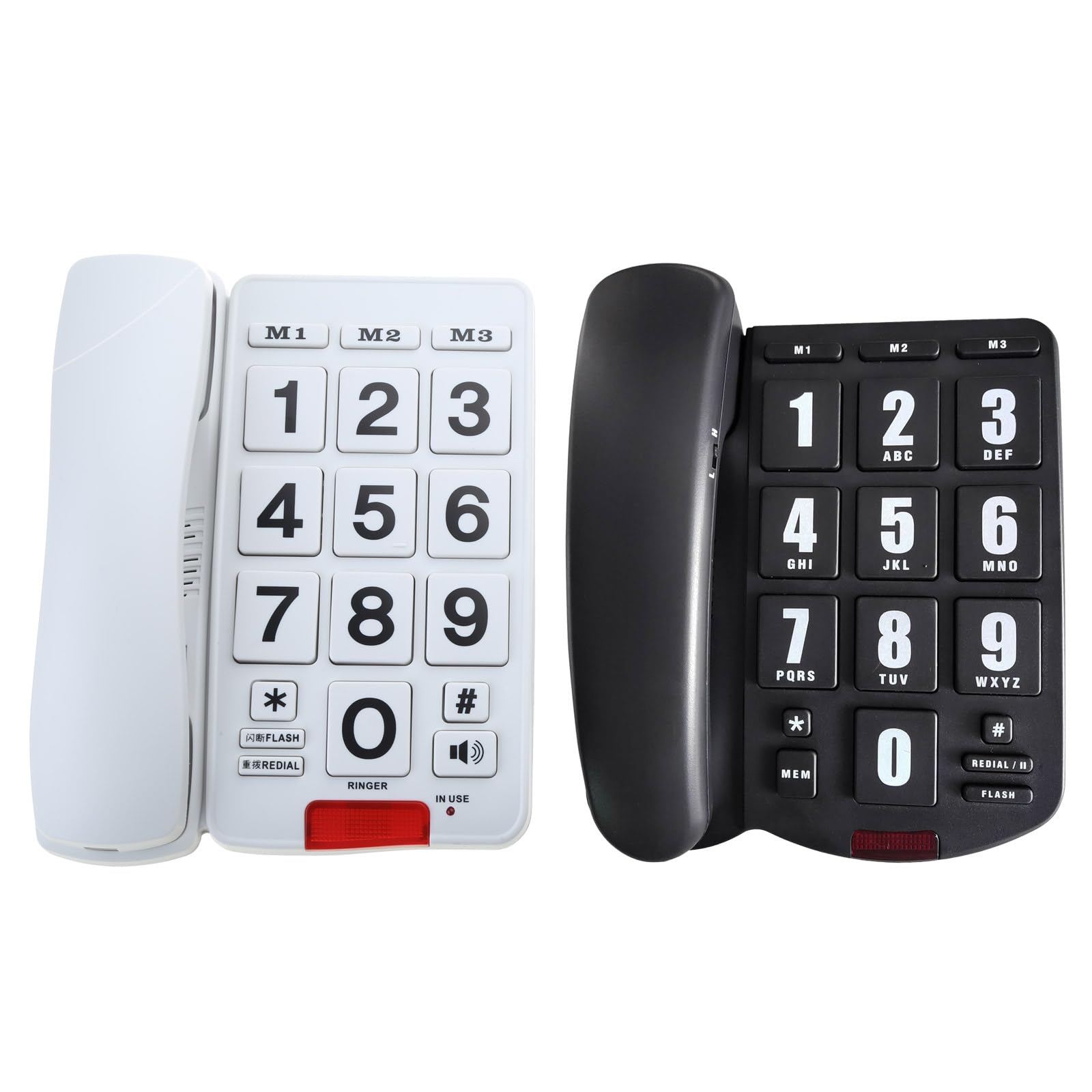 PK3000 Telefono fisso con pulsanti grandi, suono amplificato perfetto per anziani e visivamente sfidati con grandi pulsanti fissi telefono fisso telefono da tavolo suoneria forte telefono domestico