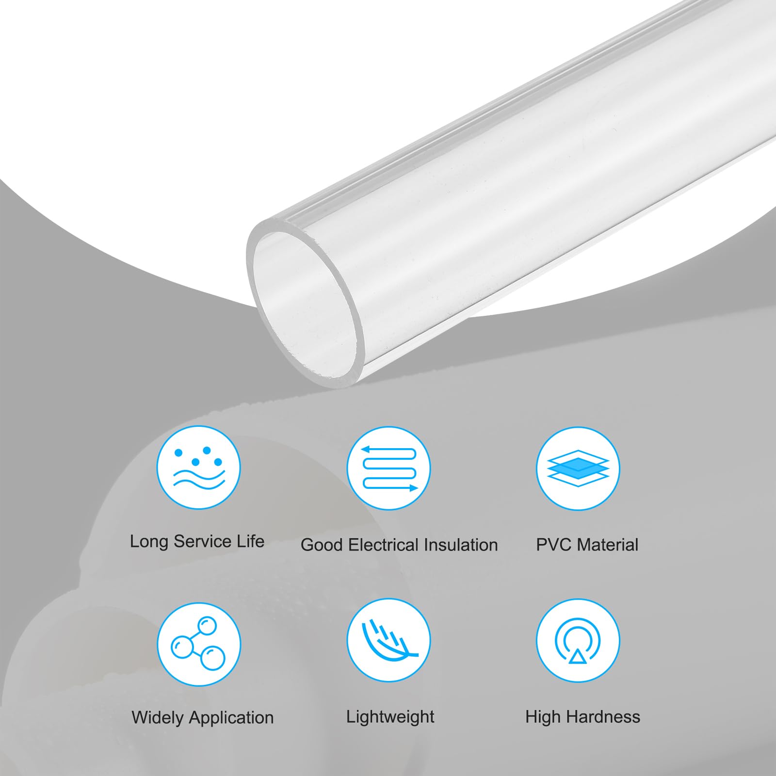 QUARKZMAN 2x Transparentes PVC-Rohr – 18 Mm Innen-Ø, 24 Mm Außen-Ø, 350 Mm Länge, PMMA, Für Lampen & Möbel