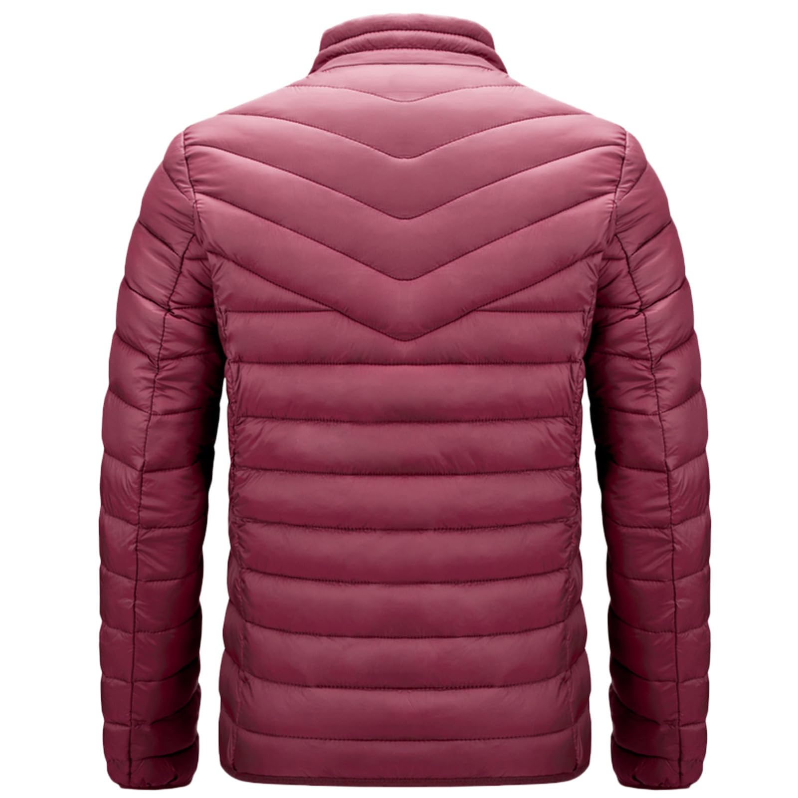 Piumino leggero da uomo, isolante, caldo, invernale, trapuntato, con cerniera intera, design con colletto rialzato, perfetto per il freddo e abbigliamento casual quotidiano, vestibilità comoda