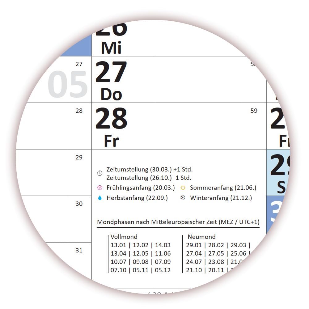 5x Wandkalender 2025 DIN A1 - XXL Jahresplaner Mit Feiertagen & Schulferien - Blau
