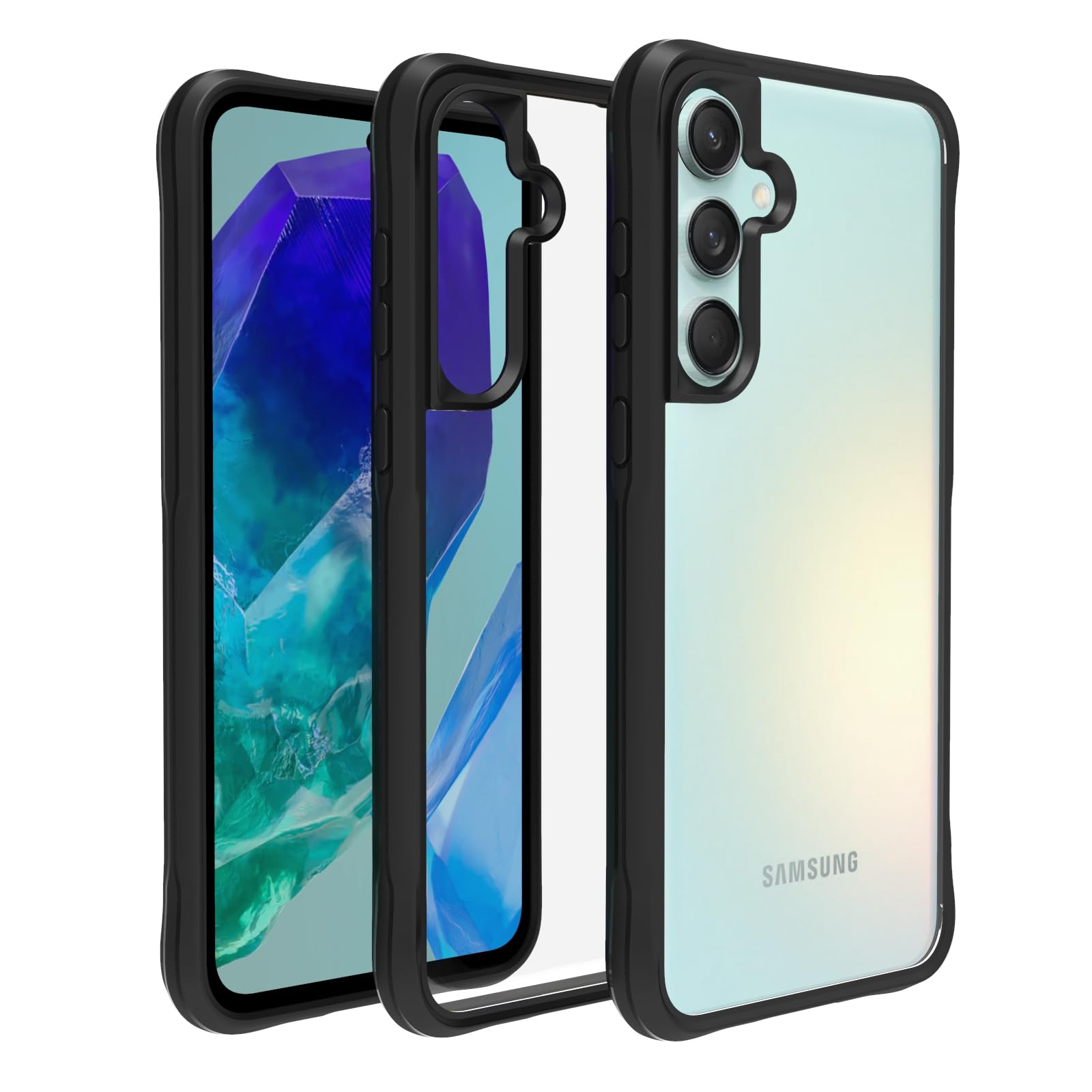 RIGGEAR Shockproof Tough Hybrid Armor Back Cover Case Compatible with Samsung Galaxy M55 5G / Galaxy F55 5G / Galaxy M55s 5G (Clear PC + Black TPU Bumper) (B0D1CMZQYD) Amazon Price History, Amazon Price Tracker