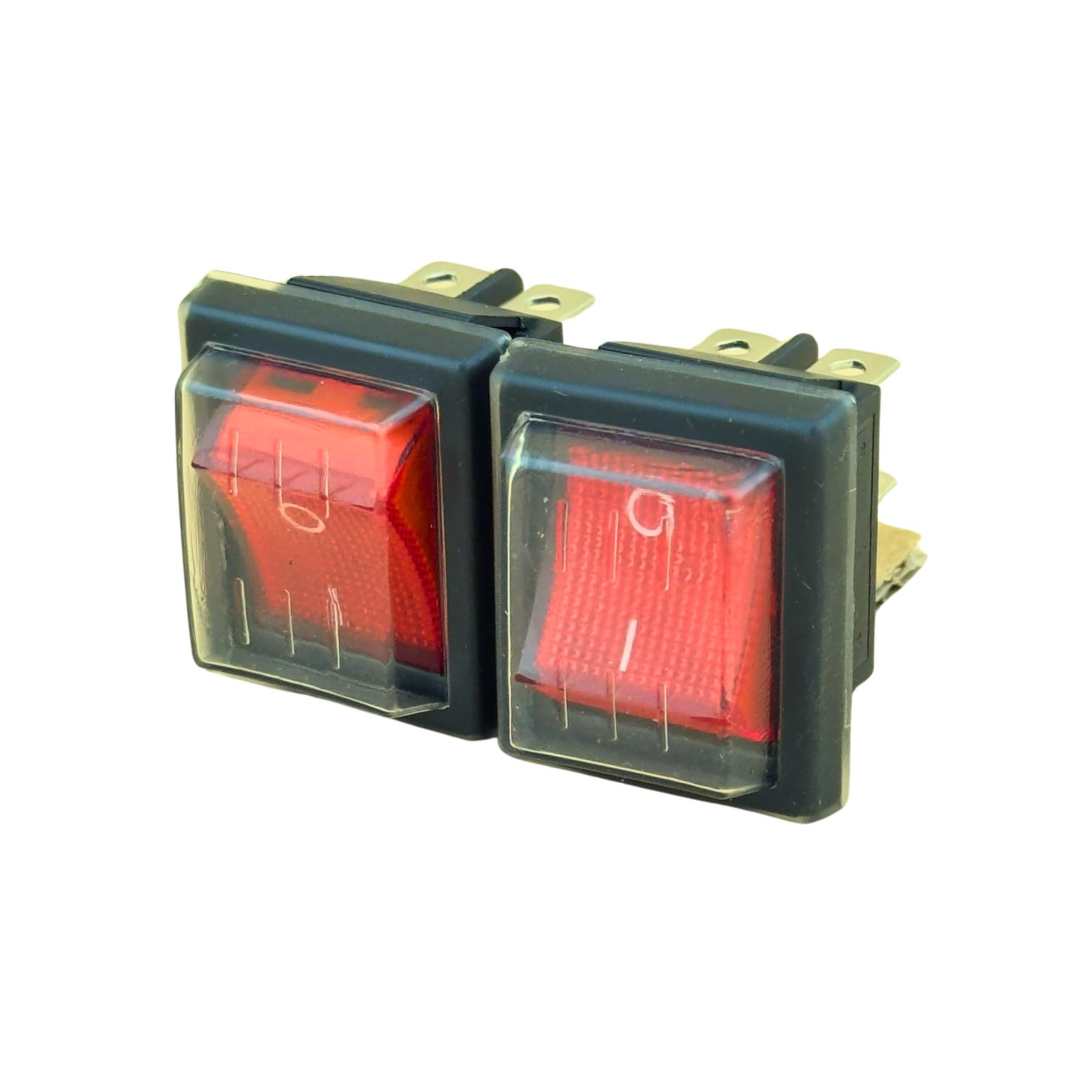#US 2X Waterproof Rocker Boat Switch AC 125/250V 15/20A DPST Green Red Light