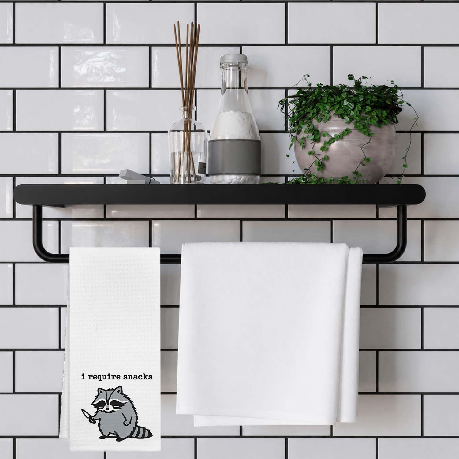 Funny Raccoon Kitchen Towels, Raccoon Lover Gifts, I Require Snacks Funny Trash Panda Decorative Dish Tea Hand Towels for Kitchen Bathroom, 16x24 Inch image 4