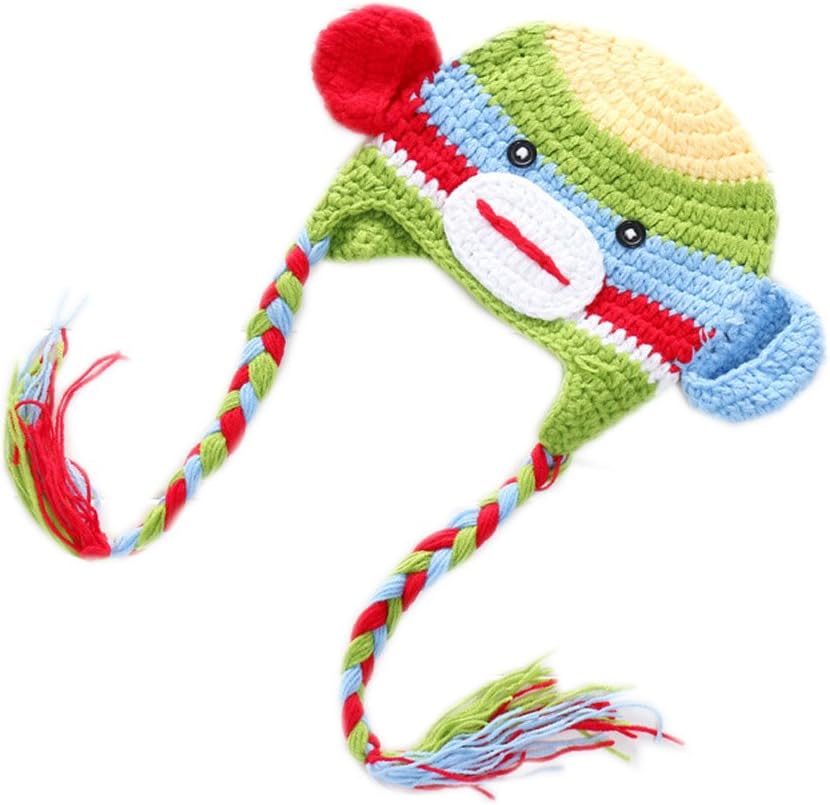 Handmade Monkey Beanie Hat Crochet Knitting Cartoon Child Hat Multi