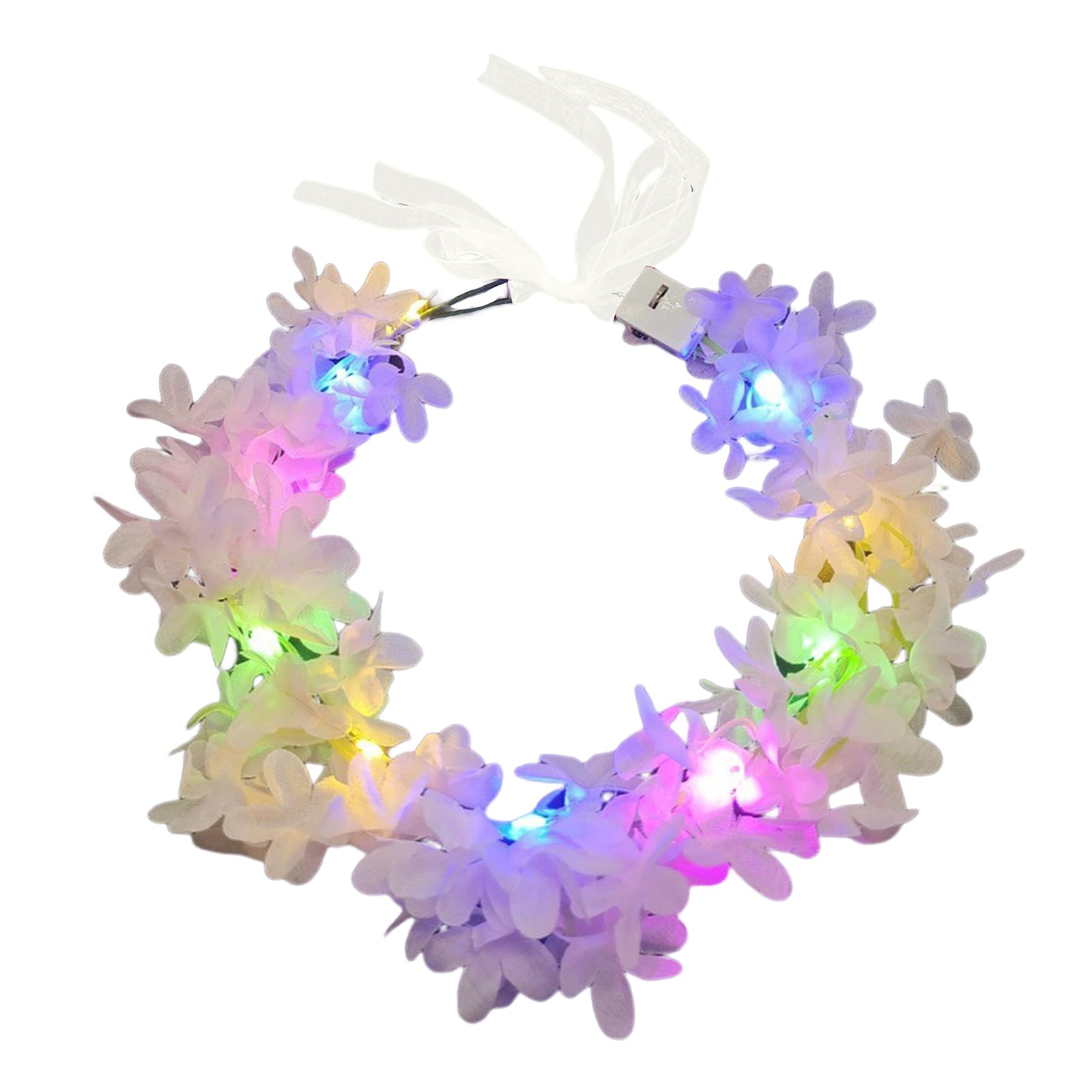 Couronne De Fleurs Lumineuse LED – Bandeau Floral Scintillant Pour Mariage, Soirée, Fête – 3 Modes Clignotement, Rechargeable
