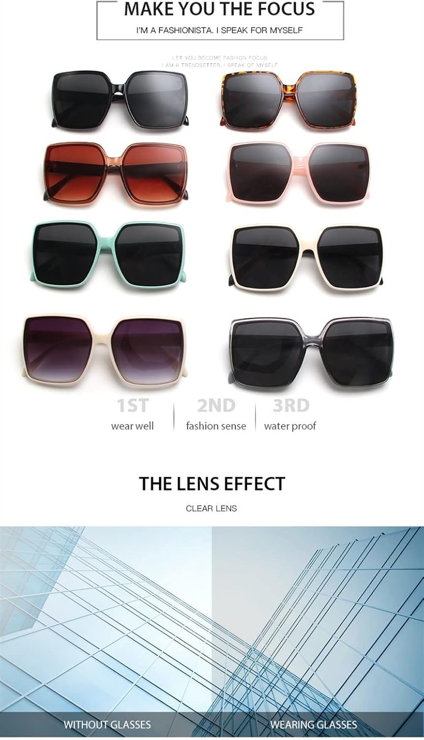 Large Square Frame Outdoor Decorative Sunglasses for Men and Women (Color : E, Size : 1)